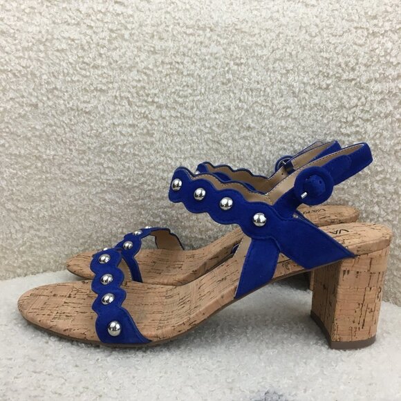 9,5 M new Gorgeous Blue Suede Vaneli Mavis Sandals Blue suede cork heels sandals - Picture 5 of 12
